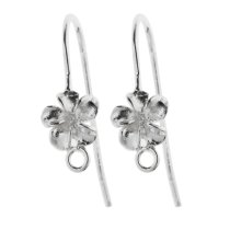 2x Sterling Silver Flower Ear wire French hook Earwires