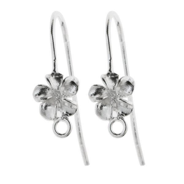 2x Sterling Silver Flower Ear wire French hook Earwires