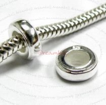 Sterling Silver Round STOPPER WITH RUBBER Bead for European Charm Bracelets 8.2mm