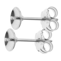 2x Sterling Silver 5mm Stud Earring Post cup setting