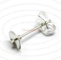 2x Sterling Silver 5mm Stud Earring Post cup setting