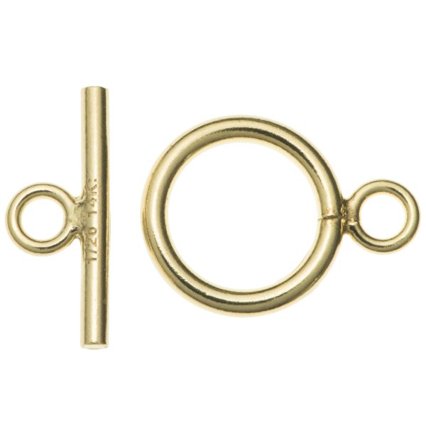 1X 14k gold filled Plain Round Ring Toggle Clasp Bead 9mm