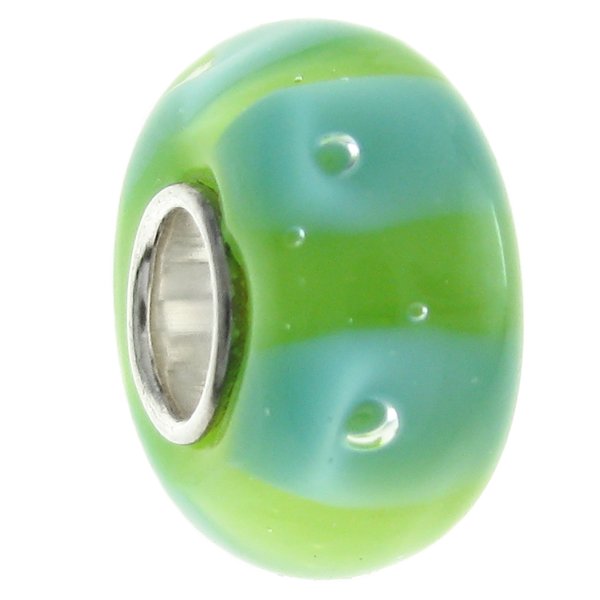 Sterling Silver Round Wheel Murano Glass DOTS Bead for European Charm Bracelets 12.5mm