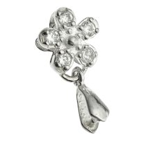 Sterling Silver Flower CZ SLIDER PENDANT CONNECTOR 18mm