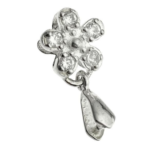 Sterling Silver Flower CZ SLIDER PENDANT CONNECTOR 18mm