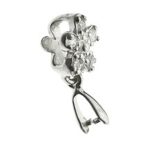 Sterling Silver Flower CZ SLIDER PENDANT CONNECTOR 18mm