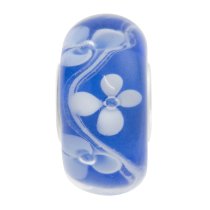 Sterling Silver Blue Murano Flower Glass Bead for European Charm Bracelets 14mm
