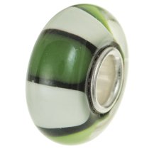 Sterling Silver Round Wheel GREEN Glass Bead for European Charm Bracelets 12.5mm