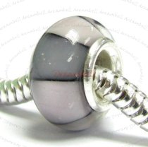Sterling Silver Round Wheel light amethyst Glass Bead for European Charm Bracelets 12.5mm