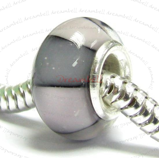 Sterling Silver Round Wheel light amethyst Glass Bead for European Charm Bracelets 12.5mm