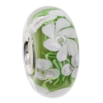 Sterling Silver Glass ROSE FLOWER Bead for European Charm Bracelets 12mm