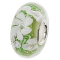 Sterling Silver Glass ROSE FLOWER Bead for European Charm Bracelets 12mm