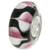 Sterling Silver Round Wheel Murano PINK Glass Bead for European Charm Bracelets 12.6mm