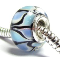 Sterling Silver Round Wheel Murano Lt BLUE Glass for European Charm Bracelets 13mm