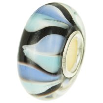 Sterling Silver Round Wheel Murano Lt BLUE Glass for European Charm Bracelets 13mm