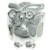 Sterling Silver OWL BIRD Bead for European Charm Bracelets 13mm
