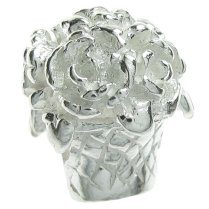 Sterling Silver FLOWER BASKET Bead for European Charm Bracelets 13mm