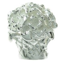 Sterling Silver FLOWER BASKET Bead for European Charm Bracelets 13mm