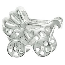 Sterling Silver BABY CARRIAGE CART 13.6mm for European Charm Bracelets