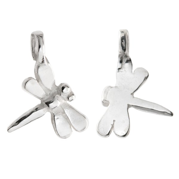 2x STERLING SILVER DRAGONFLY DANGLE CHARM PENDANT 13mm