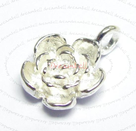1x STERLING SILVER FLOWER DANGLE CHARM PENDANT 13mm