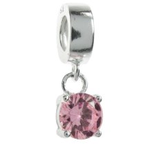 Sterling Silver Dangle CZ Stone Pendant Bead for European Charm Bracelets