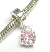 Sterling Silver Dangle CZ Stone Pendant Bead for European Charm Bracelets