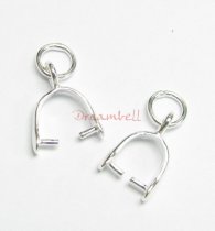 2x Sterling Silver PINCH PENDANT CLASP CONNECTOR
