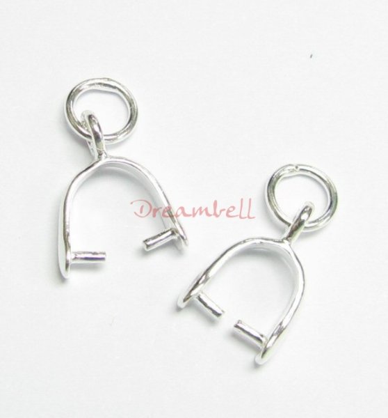 2x Sterling Silver PINCH PENDANT CLASP CONNECTOR