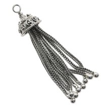 1x Sterling Silver Necklace Focal Dangle TASSEL Charm Bead 50mm