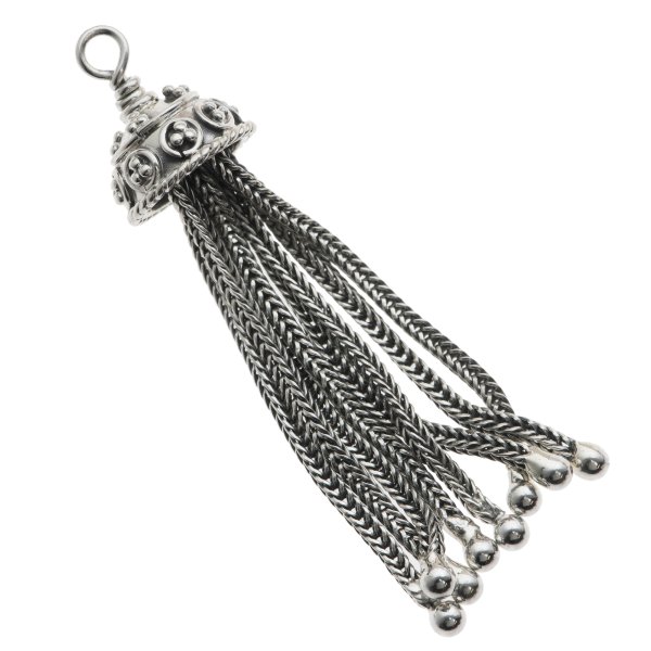1x Sterling Silver Necklace Focal Dangle TASSEL Charm Bead 50mm