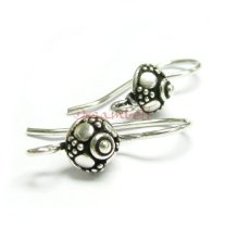 2x Sterling Silver Bali FLOWER Shield French Hook Earwires