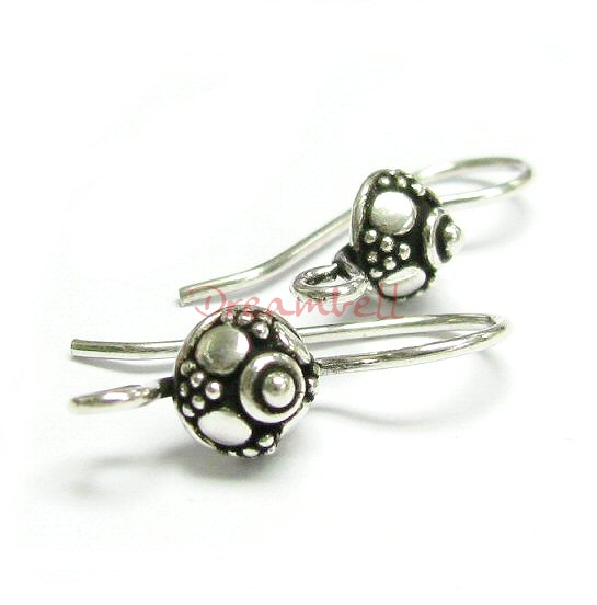 2x Sterling Silver Bali FLOWER Shield French Hook Earwires