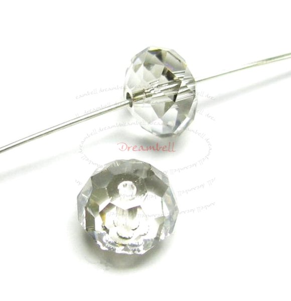 4x Swarovski Crystal Elements 5040 Briolette Bead Rondelle Spacer Silver Shade 8mm
