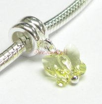 Sterling Silver Swarovski Butterfly Dangle Bead for European Charm Bracelets