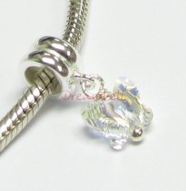 Sterling Silver Swarovski Butterfly Dangle Bead for European Charm Bracelets