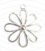 1x Bright Sterling silver FLOWER Pendant CHARM Connector Dangle Bead 30.5mm