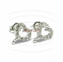 2x Sterling Silver Heart Stud CZ LOOP POST Dangle