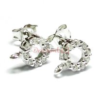 2x Sterling Silver Round Stud CZ LOOP POST Dangle