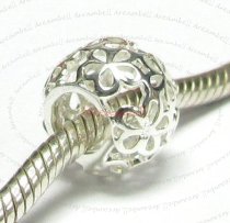 Sterling Silver Daisy flower Beads for European Bead charm Bracelet