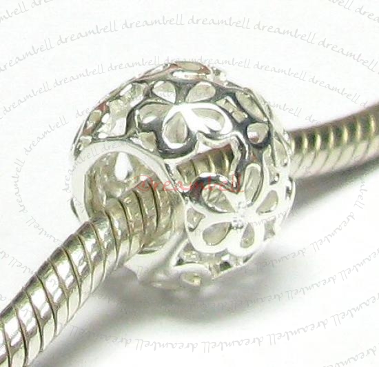 Sterling Silver Daisy flower Beads for European Bead charm Bracelet