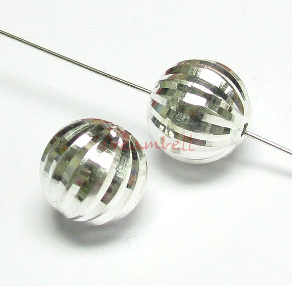 2x Sterling Silver Laser Cut Dico Round CORRUGATED Bead 10mm