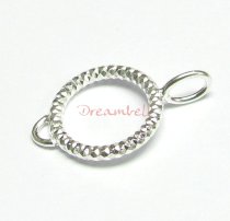 1x Sterling Silver Diamond cut ROUND PENDANT Connector 25.5mm