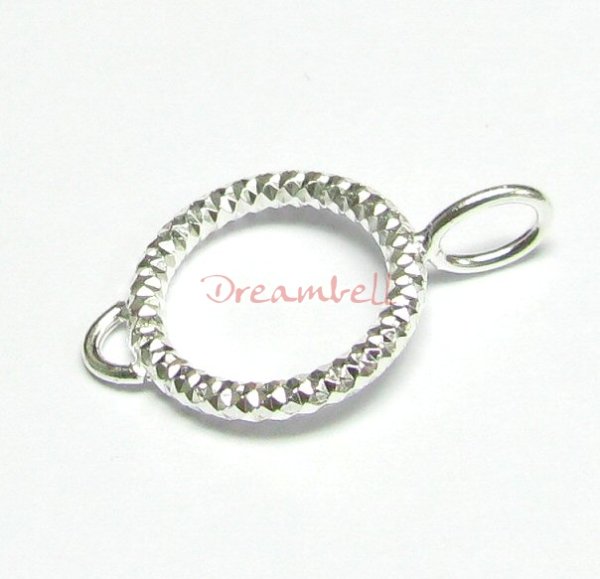 1x Sterling Silver Diamond cut ROUND PENDANT Connector 25.5mm