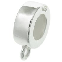 1x Sterling silver Pendant Charm Connector Cord Ring Slide STOPPER WITH RUBBER Bead for European Charm
