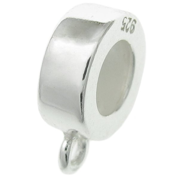 925 Sterling Silver Slide Stopper with Rubber Bead for European Charm Bracelets