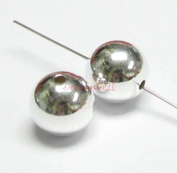 2x Sterling Silver Round Seamless Focal Bead 10mm