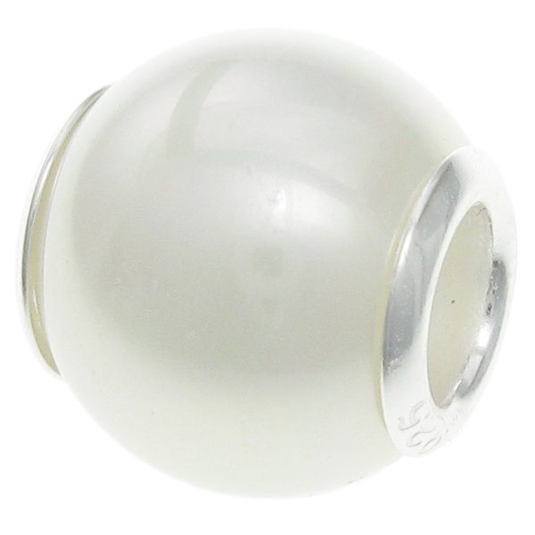 Sterling Silver White Seashell PEARL BEAD for European Charm Bracelets