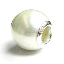 Sterling Silver White Seashell PEARL BEAD for European Charm Bracelets