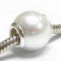 Sterling Silver White Seashell PEARL BEAD for European Charm Bracelets